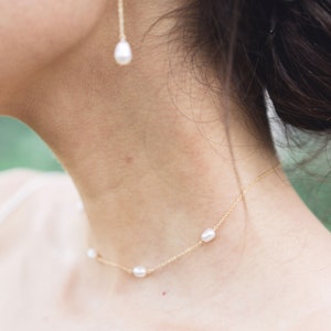 Dainty Pearl Necklace Pearl Bridal Necklace Pearl Wedding Jewelry image 5