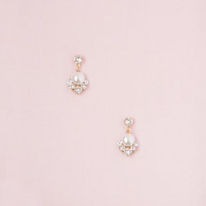 Celestial Pearl Cluster Earrings Pearl Earrings READY TO SHIP Pearl and Crystal Bridal Earrings Pearl Studs image 10