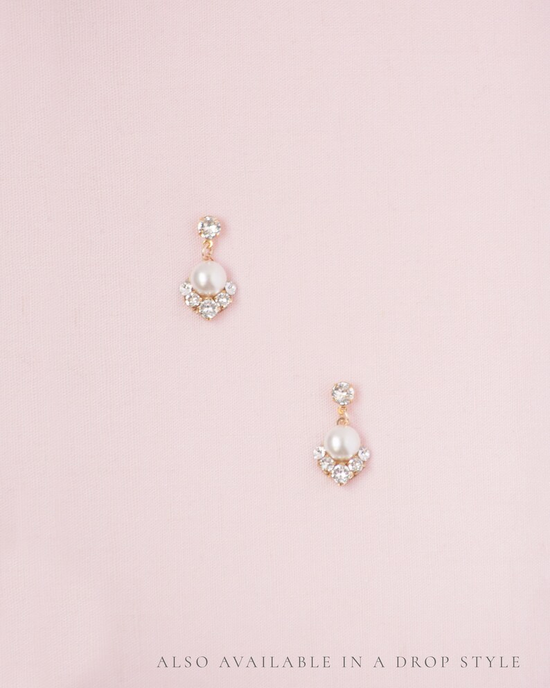 Celestial Pearl Cluster Earrings Pearl Earrings READY TO SHIP Pearl and Crystal Bridal Earrings Pearl Studs image 10