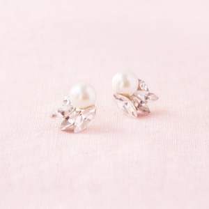 Starlight Pearl & Crystal Earrings • READY TO SHIP • Silver or Gold or Rose Gold • Pearl Wedding Earrings • Crystal and Pearl Bridal Studs