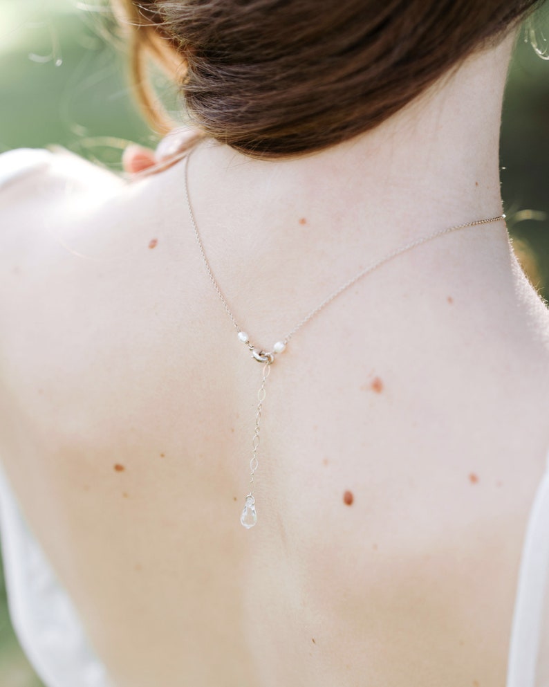 Celestial Pearl Drop Necklace Pearl Bridal Necklace Pearl Wedding Jewelry READY TO SHIP image 8