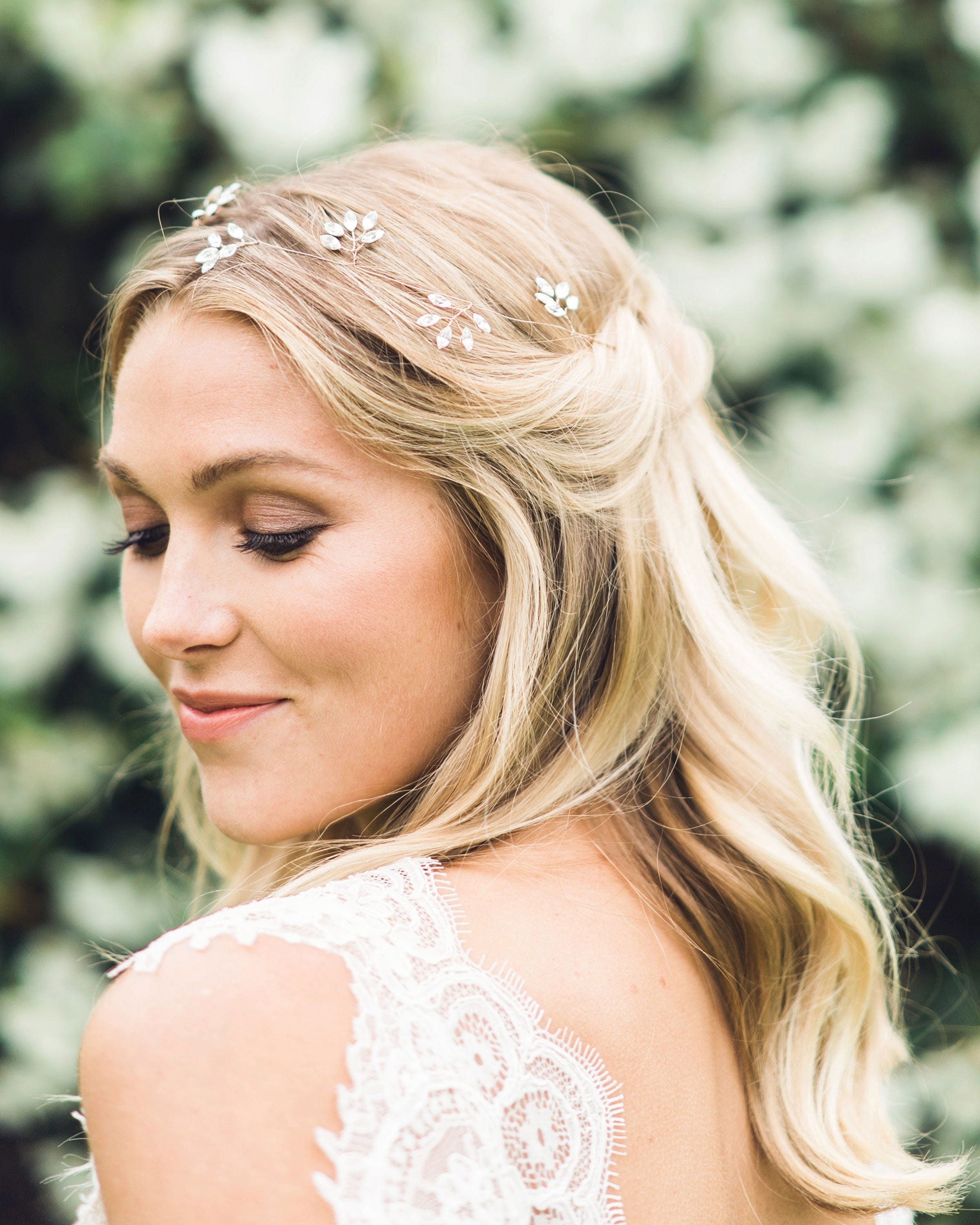 Crystal Leaf Bridal Hair Vine: Gold, Silver, or Rose Gold - Etsy display picture 1