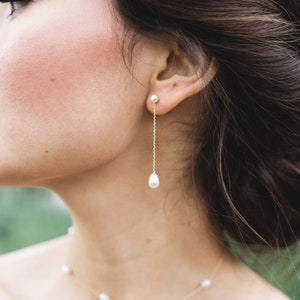 Dainty Pearl Jewelry Set Bridal Pearl Necklace & Earrings Pearl Jewelry Set image 5