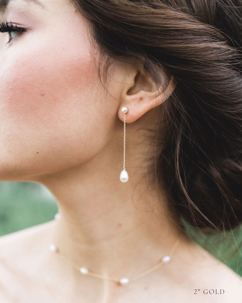 Dainty Pearl Jewelry Set Bridal Pearl Necklace & Earrings Pearl Jewelry Set image 5