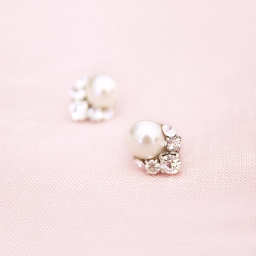 Pearl Cluster Wedding Earrings Bridal Stud Earrings Etsy