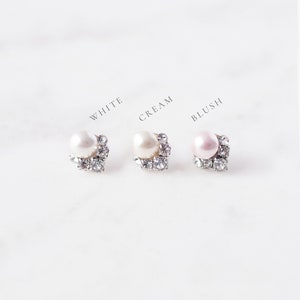 Celestial Pearl Cluster Earrings Pearl Earrings READY TO SHIP Pearl and Crystal Bridal Earrings Pearl Studs image 8