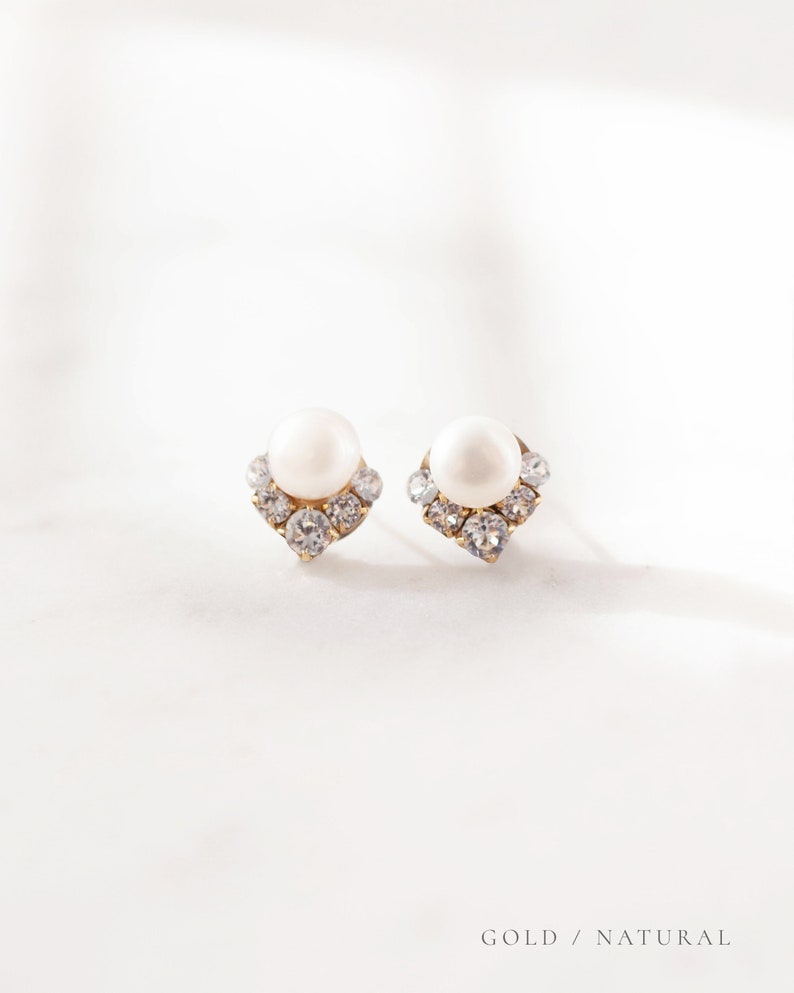 Celestial Pearl Cluster Earrings Pearl Earrings READY TO SHIP Pearl and Crystal Bridal Earrings Pearl Studs image 1