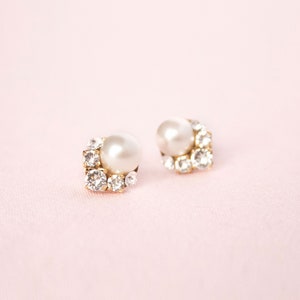 Celestial Pearl Cluster Earrings Pearl Earrings READY TO SHIP Pearl and Crystal Bridal Earrings Pearl Studs image 9