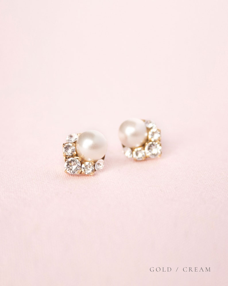 Celestial Pearl Cluster Earrings Pearl Earrings READY TO SHIP Pearl and Crystal Bridal Earrings Pearl Studs image 9