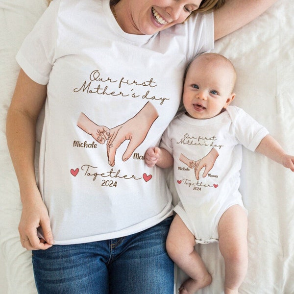 Our First Mother's Day Together Shirt Png, Mother's Day Gift, Personalized Shirt, Mom And Baby Matching Shirt Png Digital