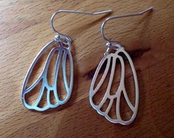 Silver butterfly wing earrings