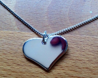 Glossy sterling silver plated heart necklace