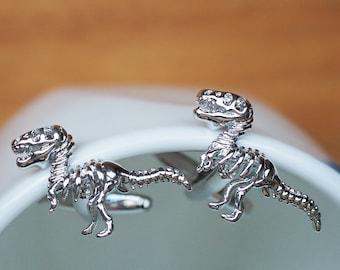 Silver dinosaur cufflinks