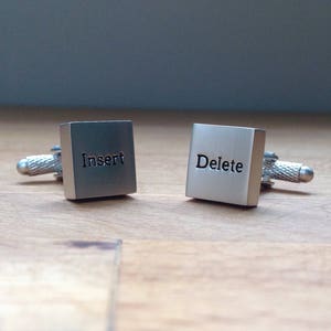 Insert and delete silver cufflinks image 1