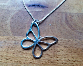 Large sterling silver butterfly silhouette  necklace