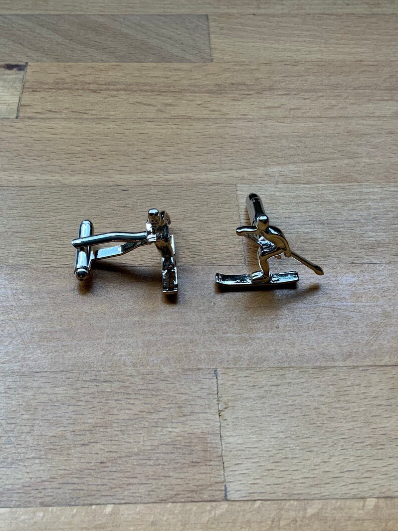 Silver high quality skier paddleeboard cufflinks