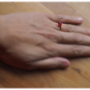 Rose gold plated Red zircon in tall 6-claw ring image 4