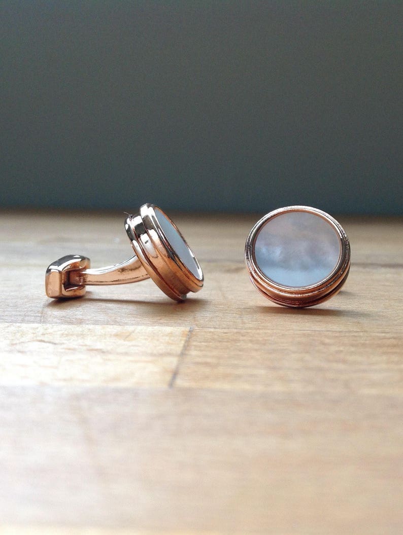 Rose gold high quality round pearl face cufflinks