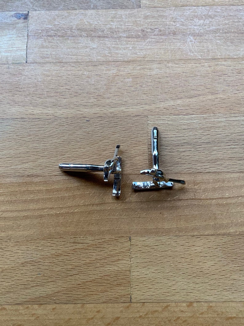 Silver high quality skier paddleeboard cufflinks