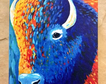 バイソンとロバのキャンバスアートプリント動物愛好家へのギフトあなたのキュービクルや壁に飾るアート野生動物愛好家向け