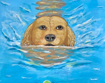 犬の肖像画、猫の肖像画、あなたの写真アートギフトから描かれたオーナメント、4インチ×4インチ、彼女へのギフト、彼へのギフト、クリスマスギフト、オーダーメイド