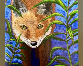 キツネのアート、子羊、クマのアート、雄鶏、ハチドリのプリント、鹿、豚の絵画、バイソン、動物のアート、ミニキャンバスプリント、アートギフト