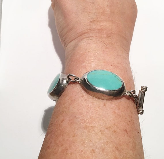 Sterling Howlite Bracelet / Turquoise Silver Brac… - image 3