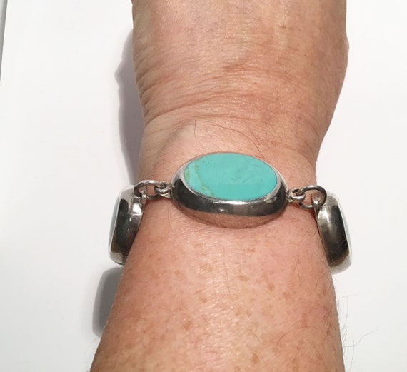 Sterling Howlite Bracelet / Turquoise Silver Brac… - image 4