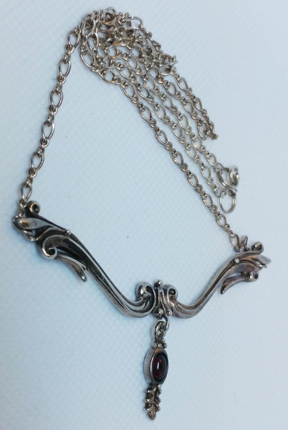 Sterling Necklace / Garnet Pendant / 925 Necklace 