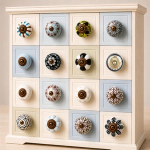 Pomelli per Mobili Vintage in Ceramica Dipinti a Mano, Pomelli Shabby Chic per Armadio e Cassetti