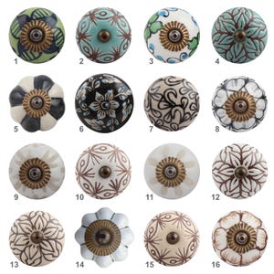 Hand-painted ceramic cupboard knobs (available in 16 variations)