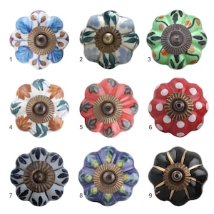 Boutons en céramique de style vintage, boutons de meubles peints à la main