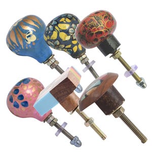 Vintage Style Cabint Knobs, Hand Painted Wooden Drawer Knobs
