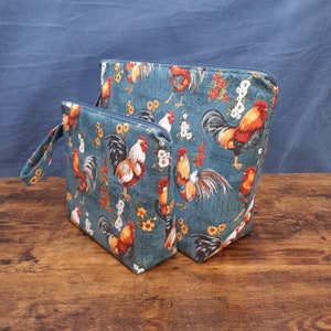 Bolsa de projeto MTO Regal Rooster - Bolsa de projeto de 1-2 novelos ou 5-7 novelos - Bolsa de cunha - Zíper - Alça