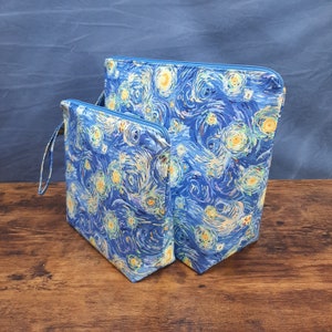MTO Starry Night Project Bag - 1-2 Skein or 5-7 Skein Project Bag - Wedge Bag - Zipper - Handle