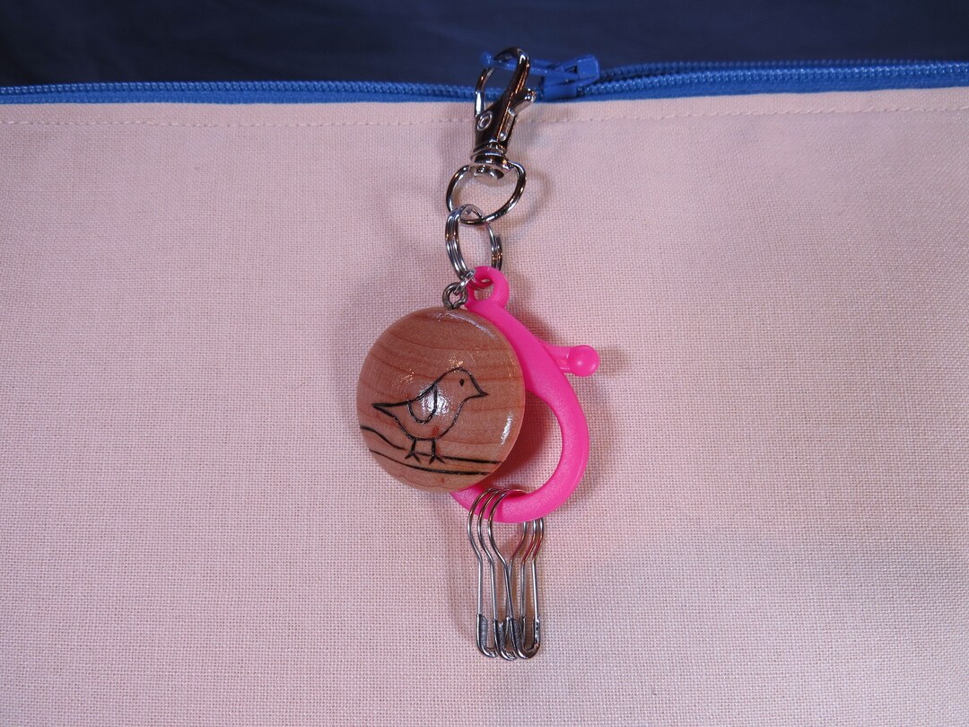 Stitch Marker Holder Keychain Progress Keeper Woodburned Etsy