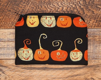 Goofy Pumpkins Notion Pouch - Zipper Bag - Cosmetic Bag - Coin Purse - Purse Organizer - Knitting or Crochet Notions