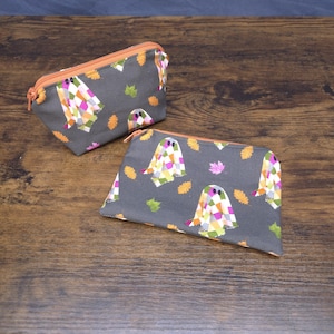 Patchwork Ghosts Flat or Stand Up Notion Pouch - Zipper Bag - Cosmetic Bag - Purse Organizer