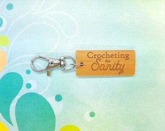 Crocheting For Sanity Bamboo Keychain - Laser Etched - Engraved