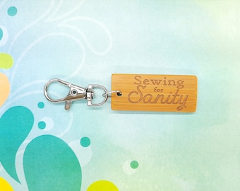 Sewing For Sanity Bamboo Keychain - Laser Etched - Engraved