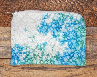 Watercolor Bubbles Notion Pouch - Zipper Bag - Cosmetic Bag - Coin Purse - Purse Organizer - Knitting or Crochet Notions