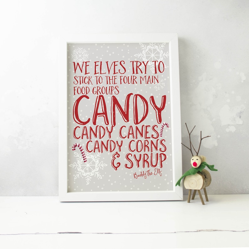 buddy the elf quote christmas decoration print candy cane etsy