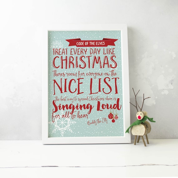 Code of the Elves Christmas Decoration Print Buddy the Elf Etsy