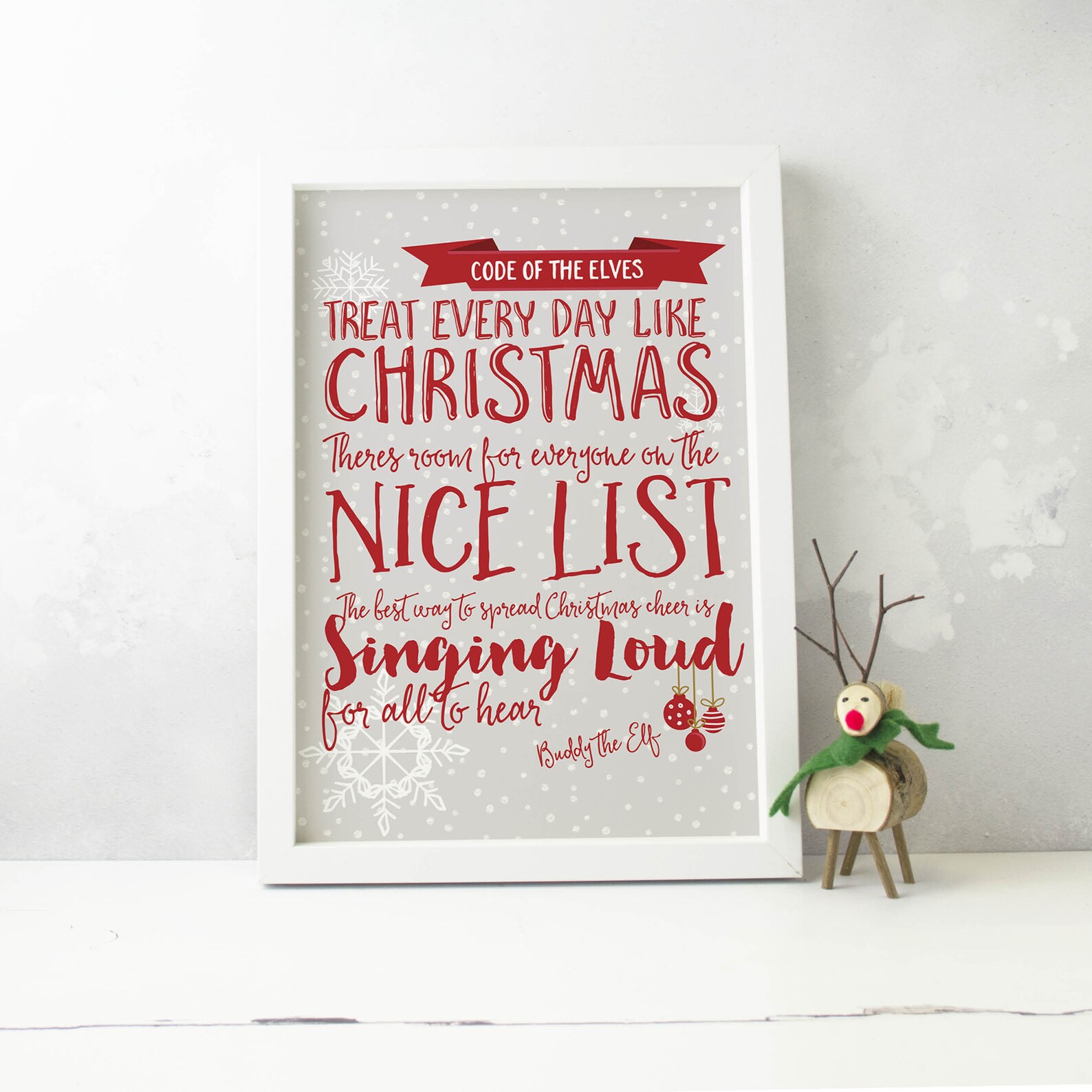 Code of the Elves Christmas Decoration Print Buddy the Elf | Etsy