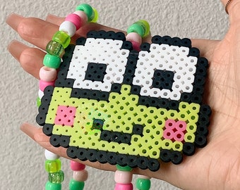 Kawaii Japanese Froggy, Kawaii Frog, Kandi Necklace, Kawaii Frog Perler, 36in, Sternum necklace *PRE-ORDER*