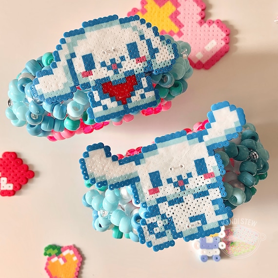 Cute White Puppy, 3D Kandi Cuff, Cute White Puppy Perlers, 30 Bead Length Circumference *PREORDER*