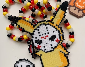 Cute Monster, Kandi Necklace, Cute Halloween Monster Perler, 36in, Sternum necklace *PRE-ORDER*