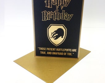Harry Potter inspired birthday card with a stylised Slytherin