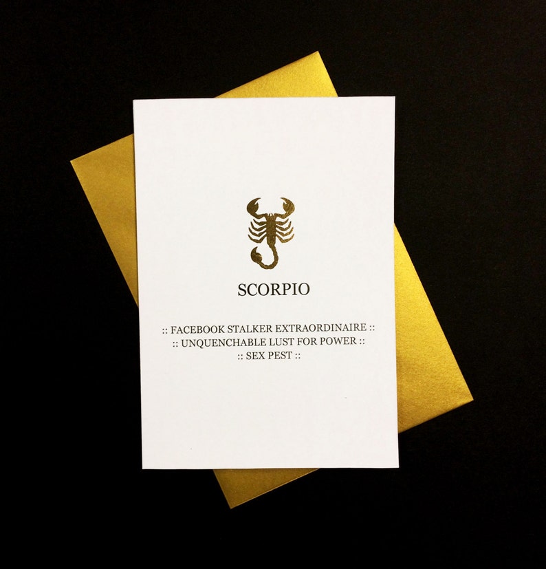 Tongue in Cheek Tour Through the Zodiac A6 Scorpio Birthday Card
