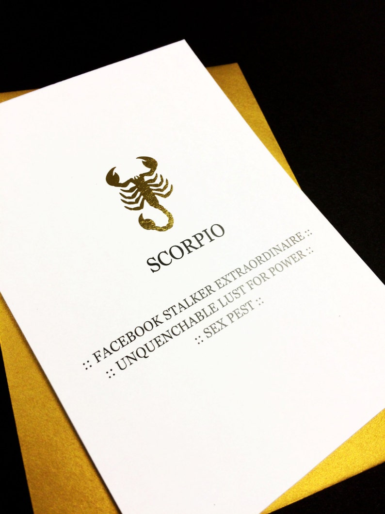 Tongue in Cheek Tour Through the Zodiac A6 Scorpio Birthday Card